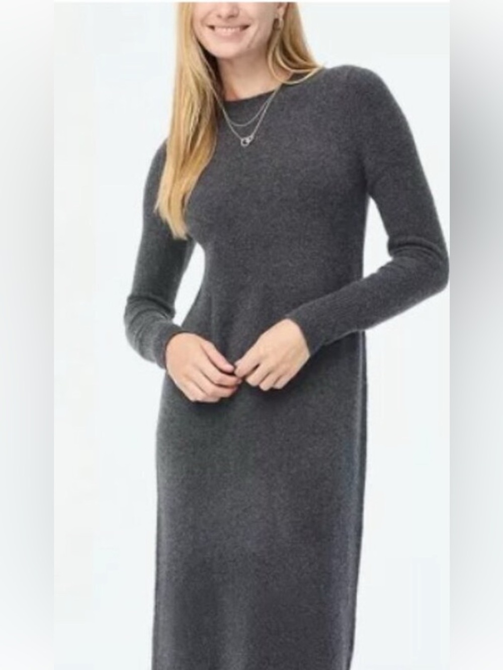 J. Crew Midi Sweater Dress Extra Soft Olive Crewneck Long Sleeve Knit Dress
